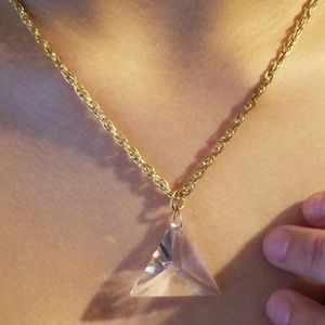 Necklace with crystal triangle pendant